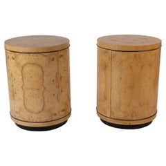 Pair Henredon Burl Mid Century Night Stands