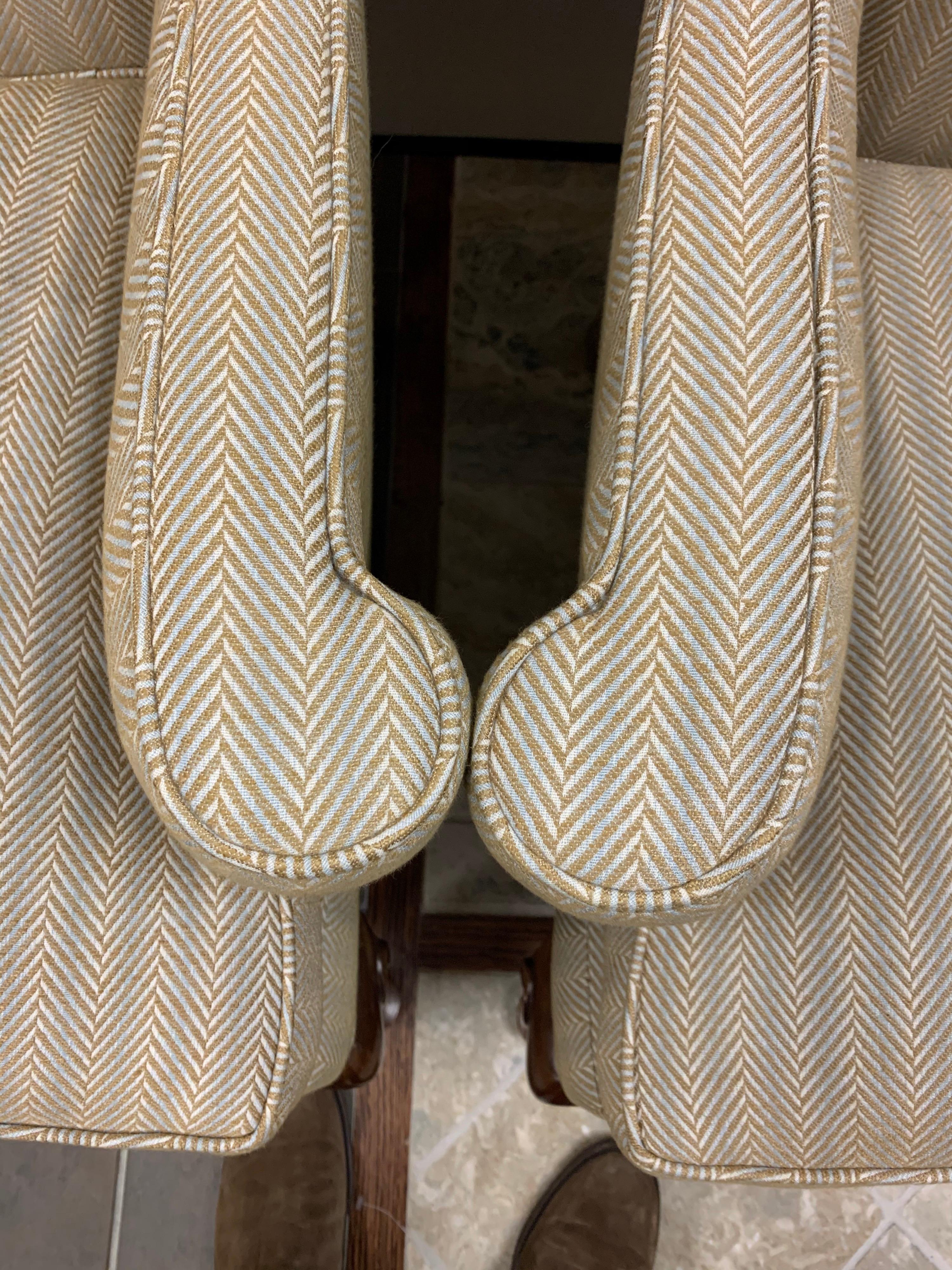 Pair of Henredon Chippendale Wingback Reading Chairs 4