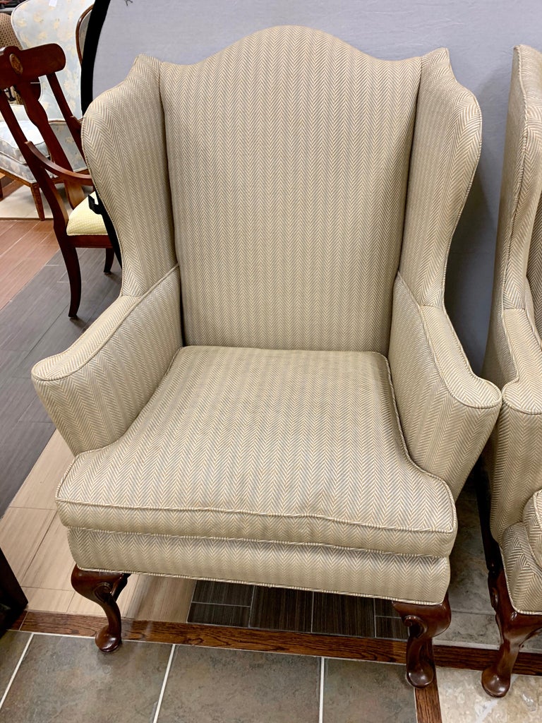 Pair of Henredon Chippendale Wingback Reading Chairs at 1stDibs