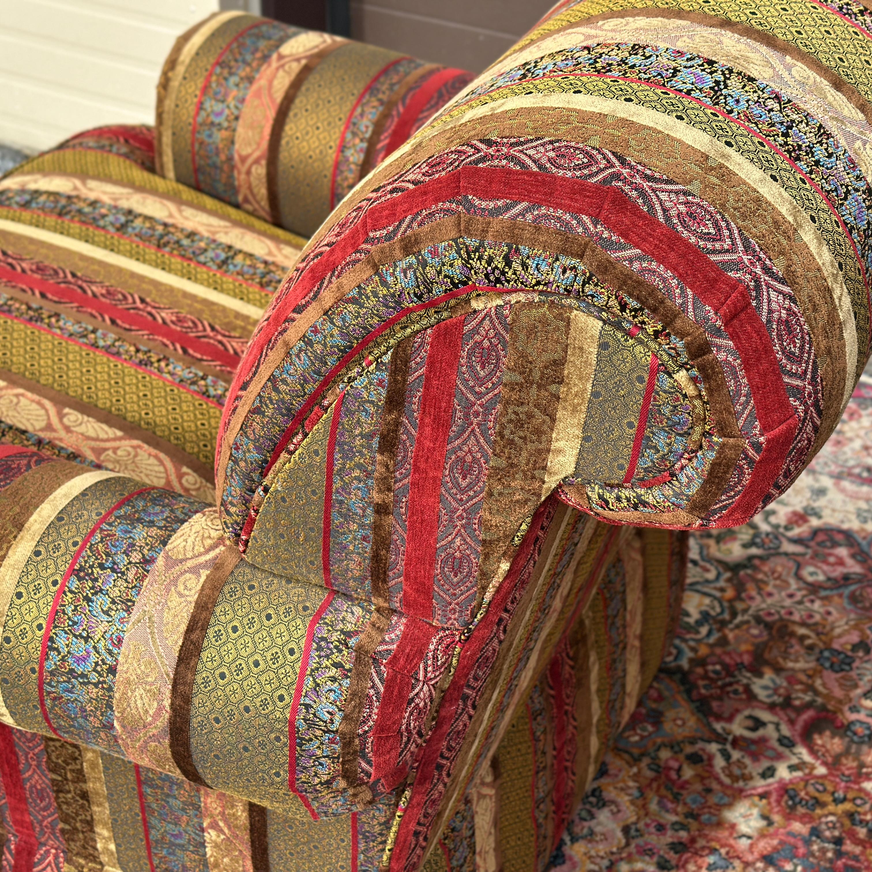 Paire de chaises longues en patchwork rayé Henredon Alexander en vente 4
