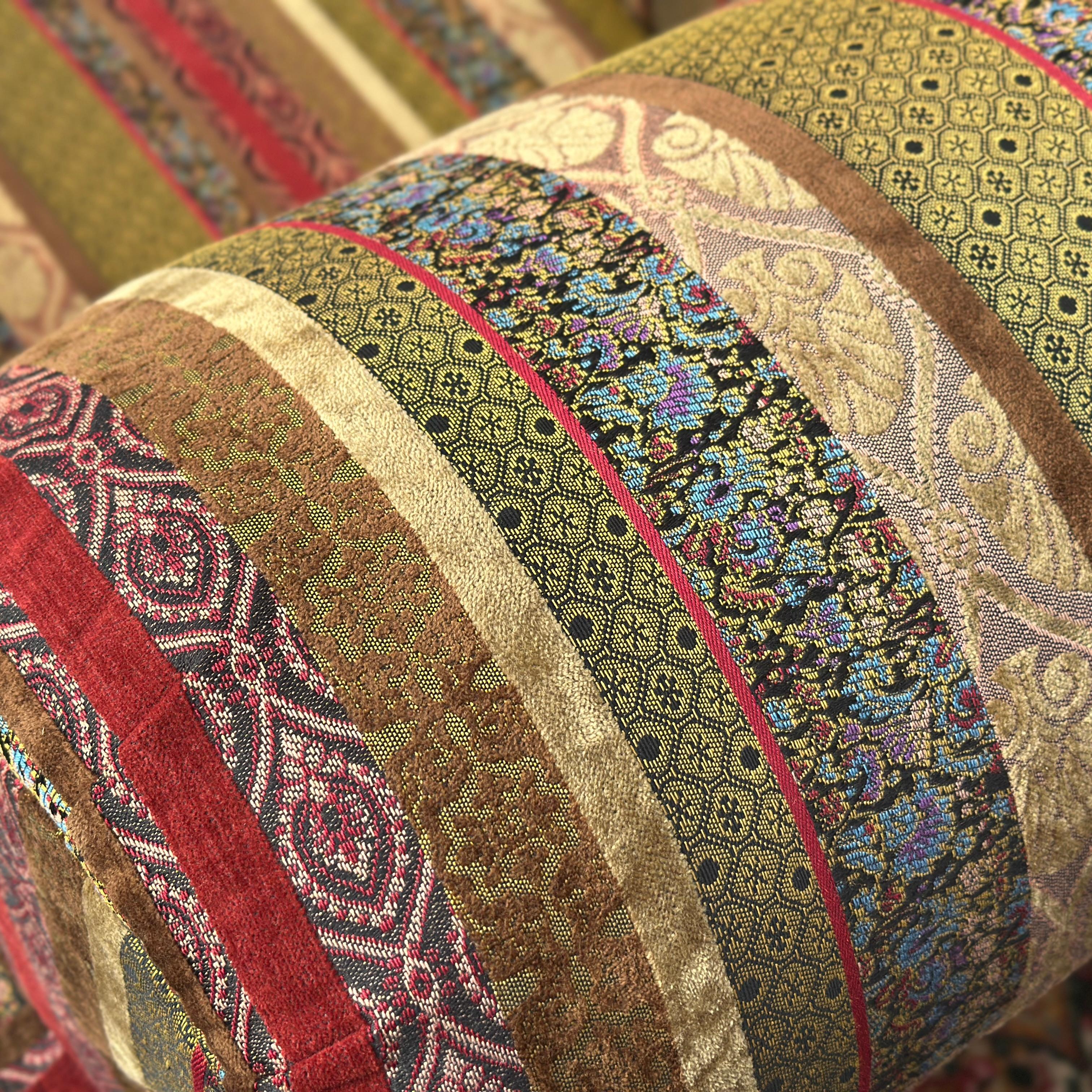 Paire de chaises longues en patchwork rayé Henredon Alexander en vente 5