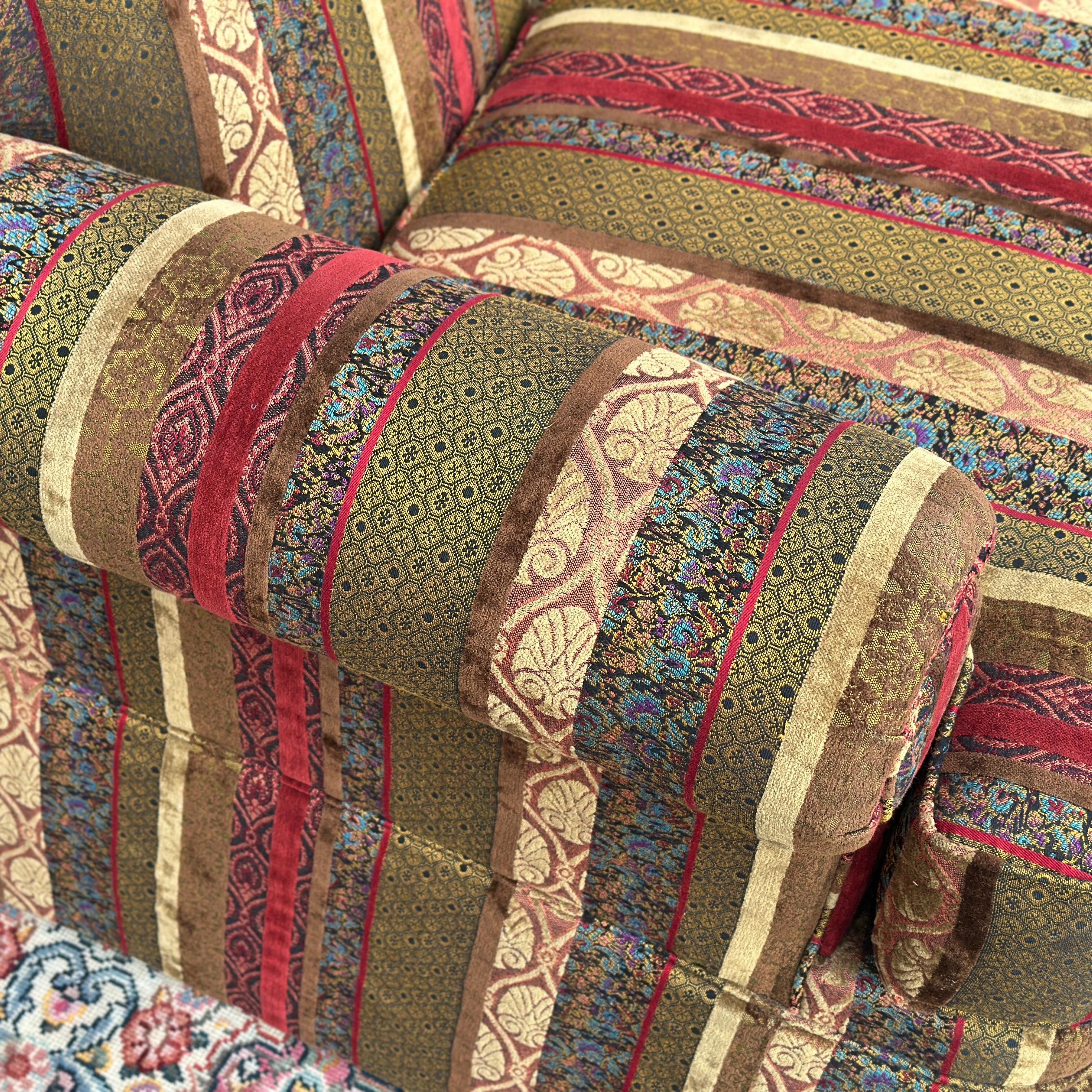 Américain Paire de chaises longues en patchwork rayé Henredon Alexander en vente