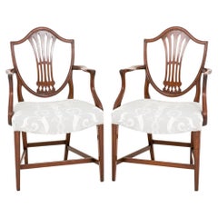 Pair Hepplewhite Arm Chairs in Mahogany circa 1890