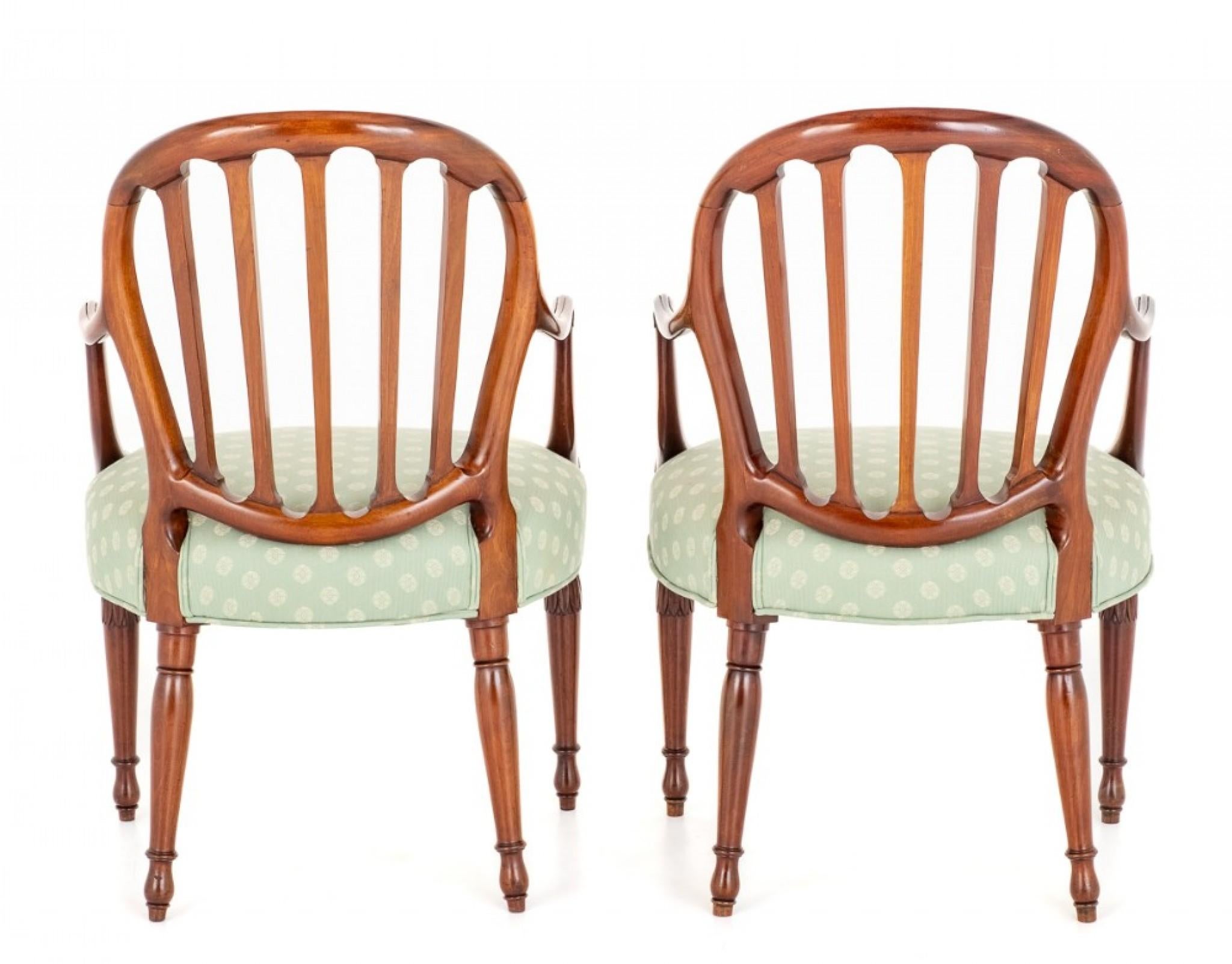 Pair Hepplewhite Arm Chairs Mahogany, 1900 For Sale 1