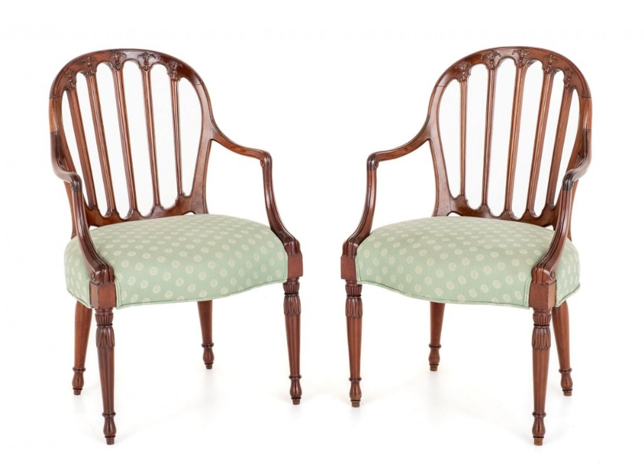Pair Hepplewhite Arm Chairs Mahogany, 1900 For Sale 2