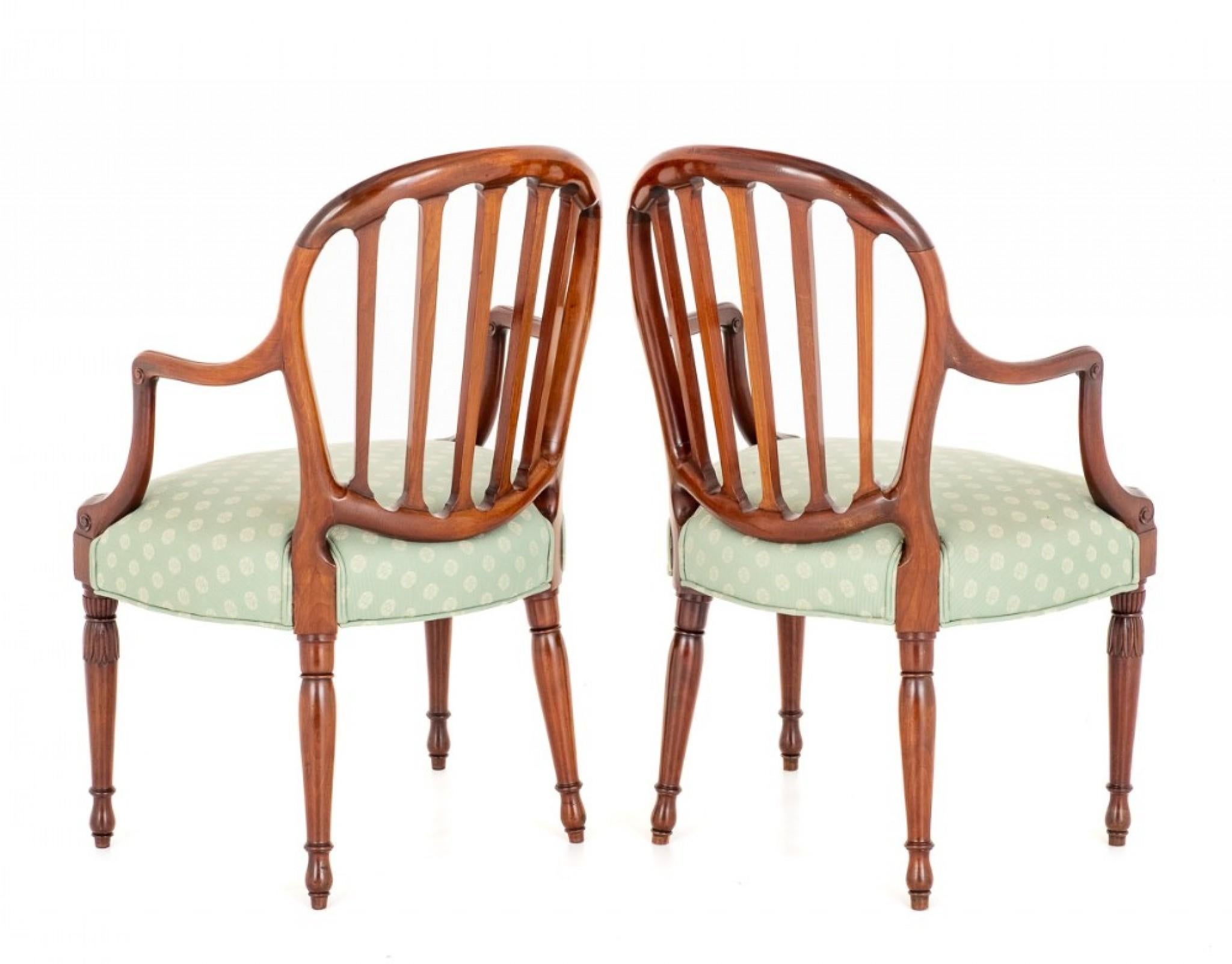 Pair Hepplewhite Arm Chairs Mahogany, 1900 For Sale 3