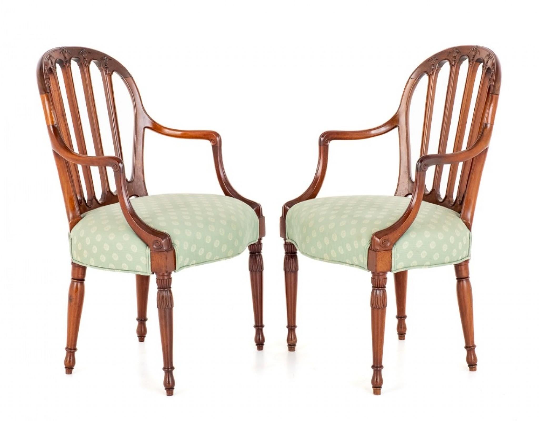 Pair Hepplewhite Arm Chairs Mahogany, 1900 For Sale 4