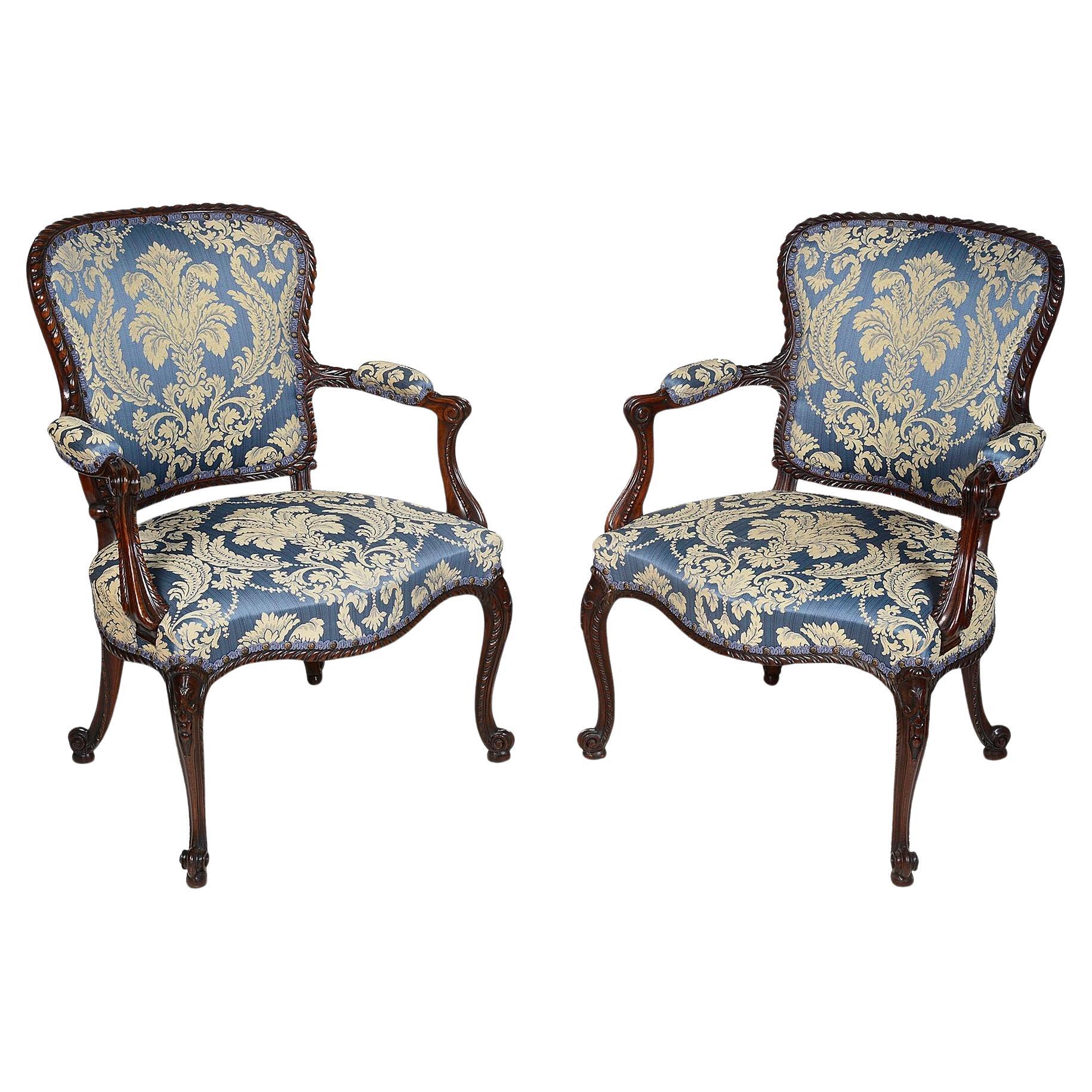 Pair Hepplewhite style arm chairs.