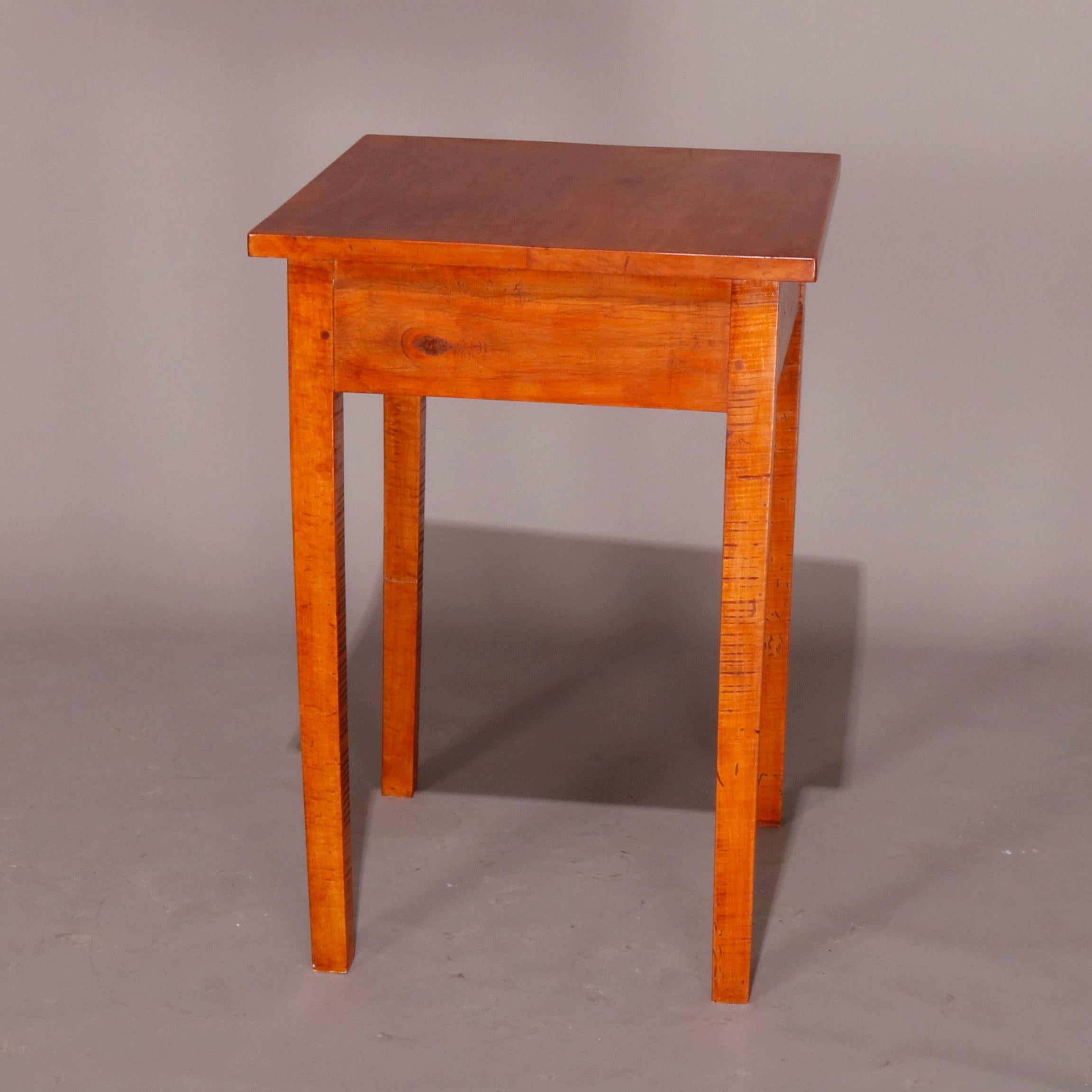 Pair of Hepplewhite Style Tiger Maple Single Drawer End Stands, 20th Century In Good Condition In Big Flats, NY