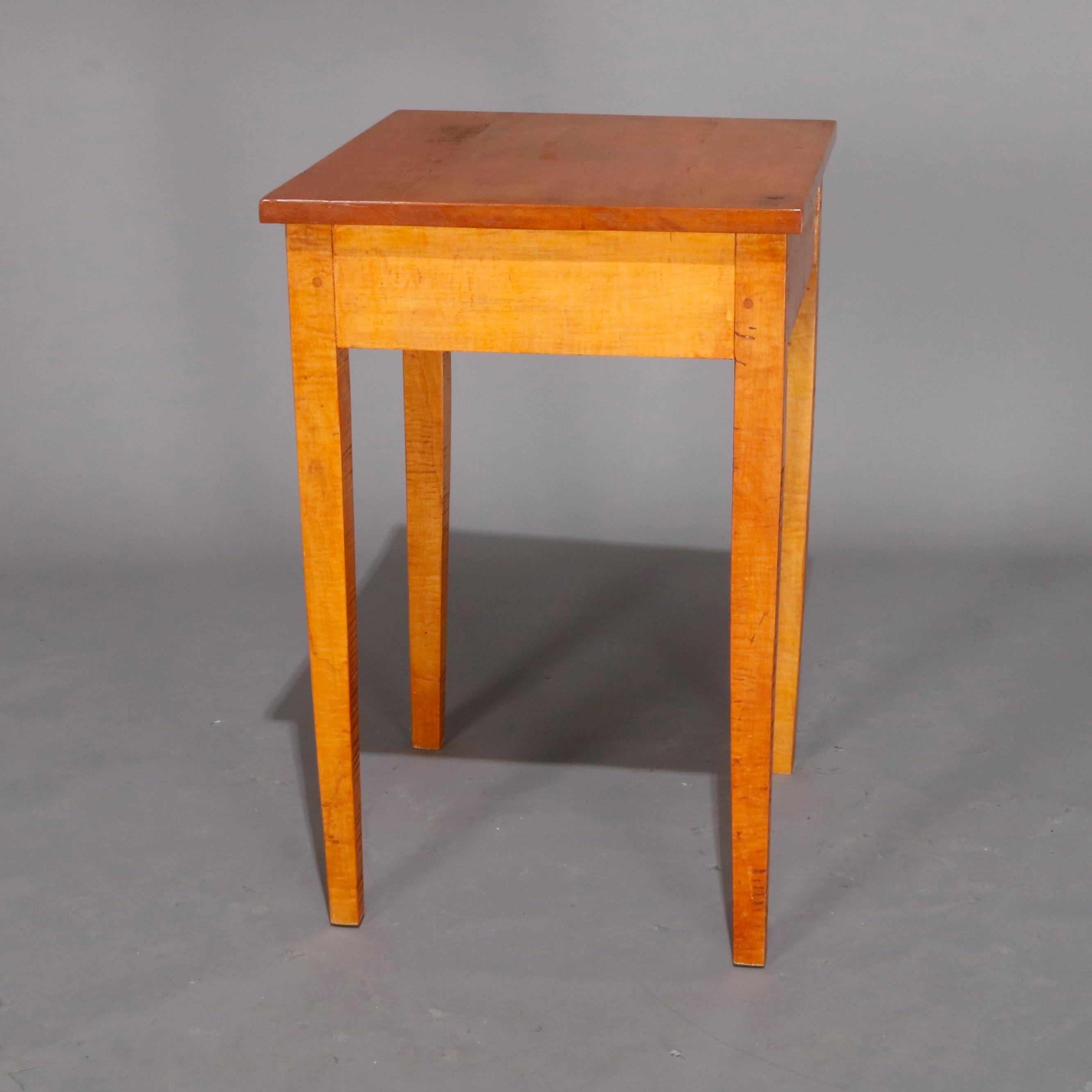 Pair of Hepplewhite Style Tiger Maple Single Drawer End Stands, 20th Century 2