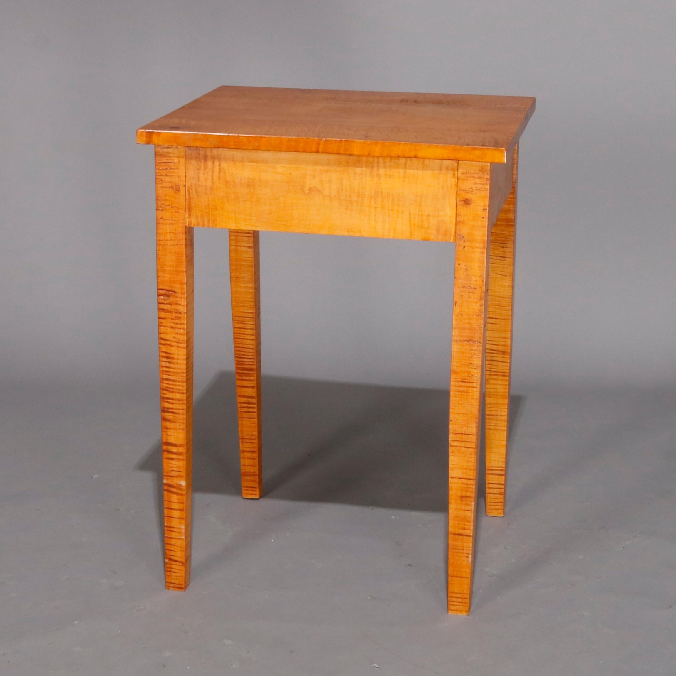 Pair of Hepplewhite Style Tiger Maple Single Drawer End Stands, 20th Century 4
