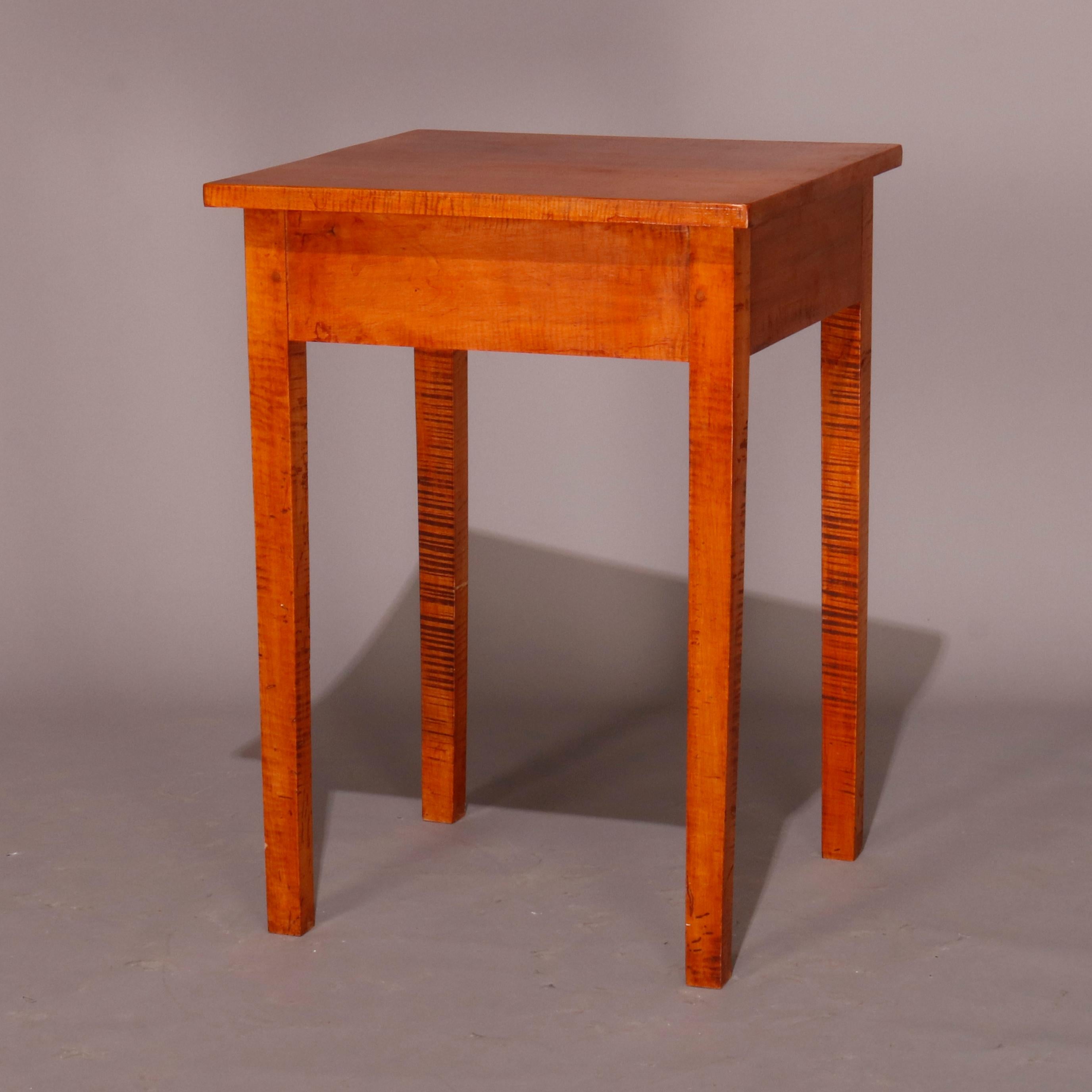 Pair of Hepplewhite Style Tiger Maple Single Drawer End Stands, 20th Century 5