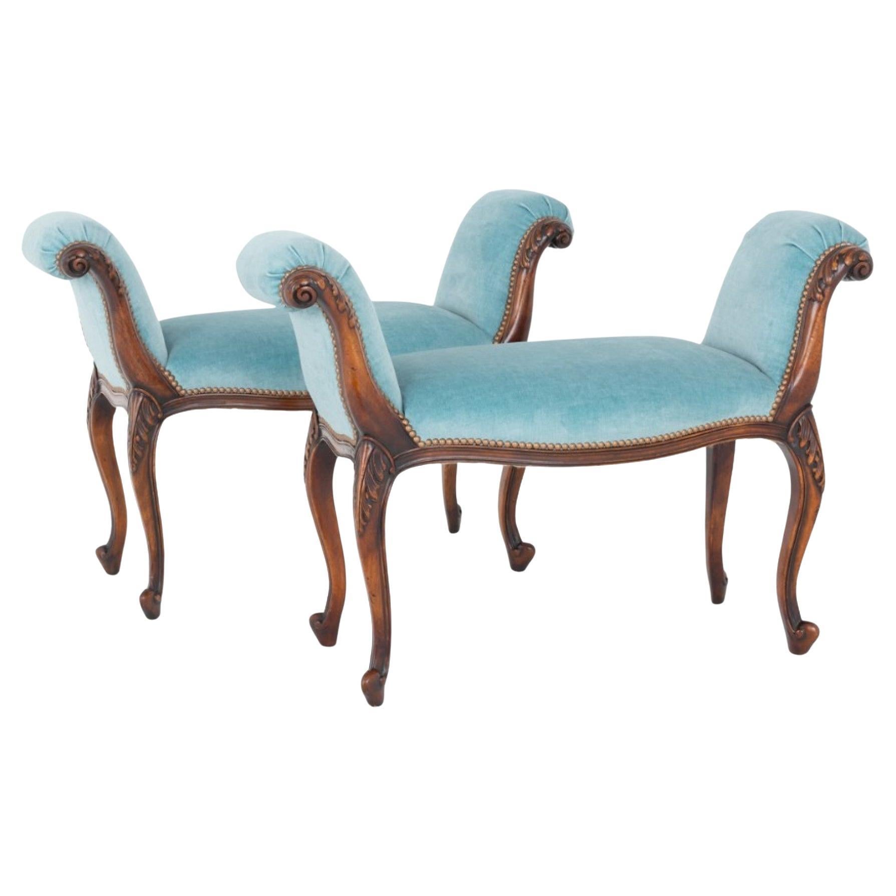 Pair Hepplewhite Window Seat Benches Mahogany Antiques