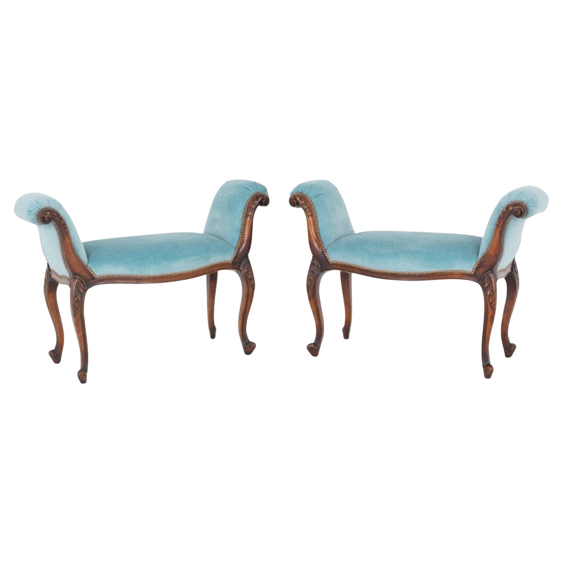 Pair Hepplewhite Window Seat Benches Mahogany Antiques