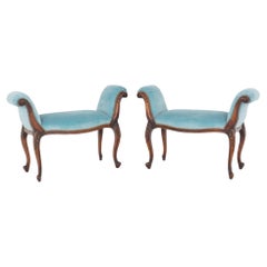 Pair Hepplewhite Window Seat Benches Mahogany Antiques