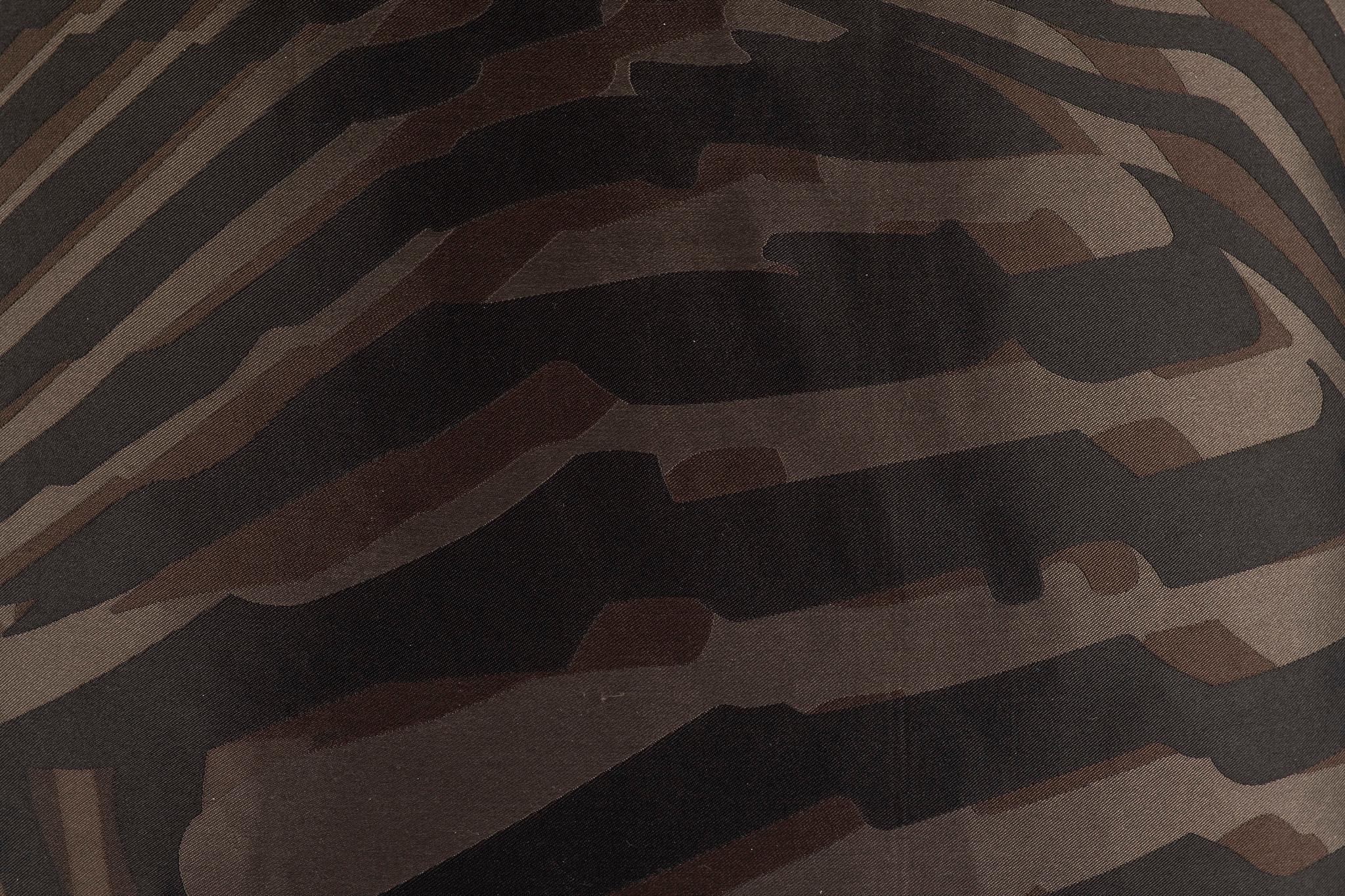 Contemporary Pair Hermès Black Espresso Zebra Silk Pillows With Leather Trim For Sale