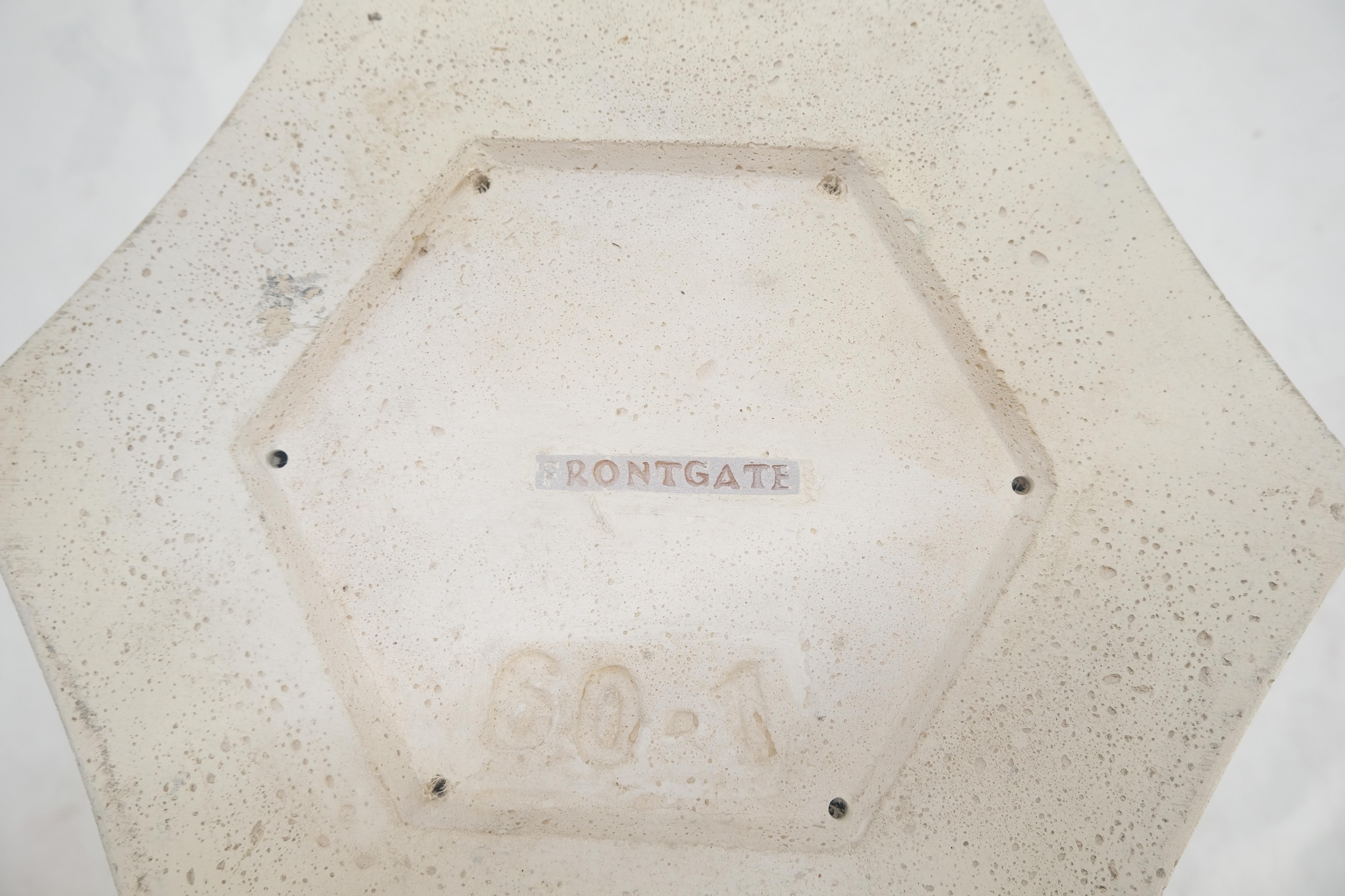 Pair Hexagon Stomp Shape Faux Travertine End Side Table Stands MINT! For Sale 3