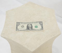 Pair Hexagon Stomp Shape Faux Travertine End Side Table Stands MINT!