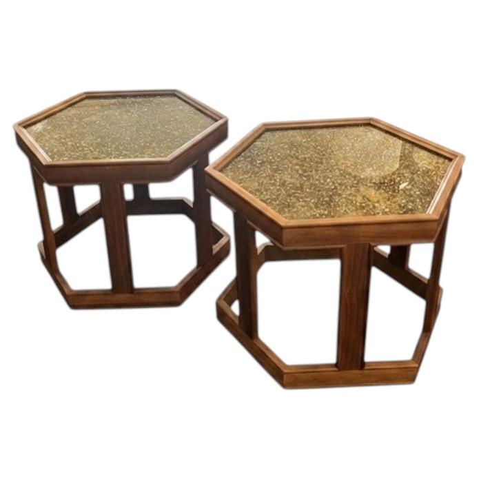 Pair Hexagonal "Domino" Tables by John Keal for Brown Saltman
