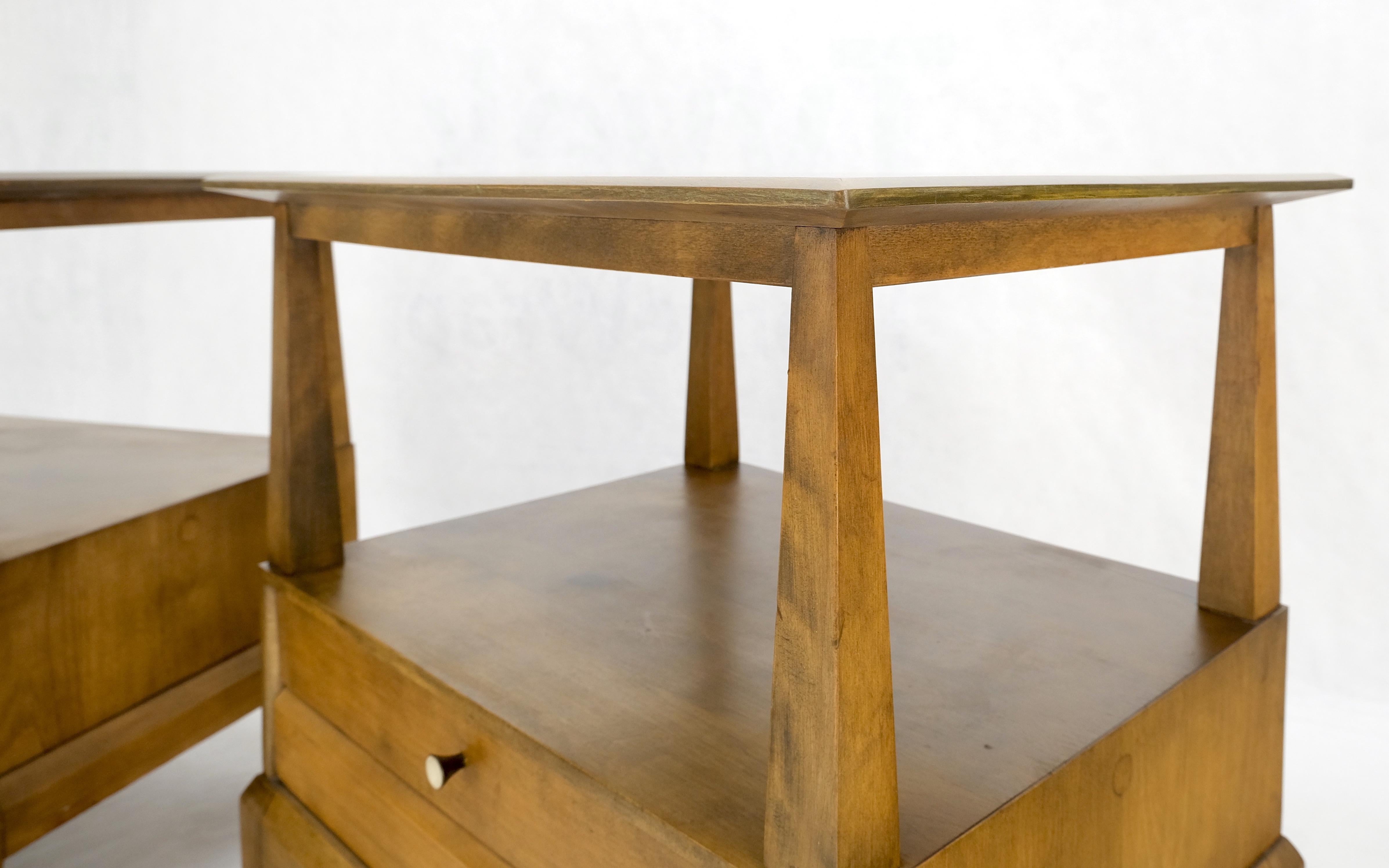 Paire de tables de nuit Heywood Wakefield à un tiroir, mi-siècle moderne, tables d'appoint MINT en vente 5