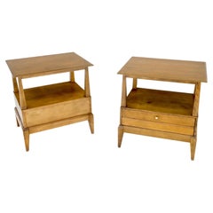 Pair Heywood Wakefield Mid-Century Modern One Drawer Nightstands End Tables Mint
