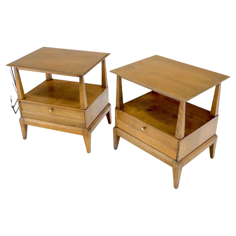 Pair Heywood Wakefield MidCentury Modern One Drawer Nightstands End