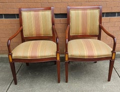 Hickory-Sessel im Federal-Stil aus Mahagoni mit Intarsien, gepolstert, Mahagoni, Paar