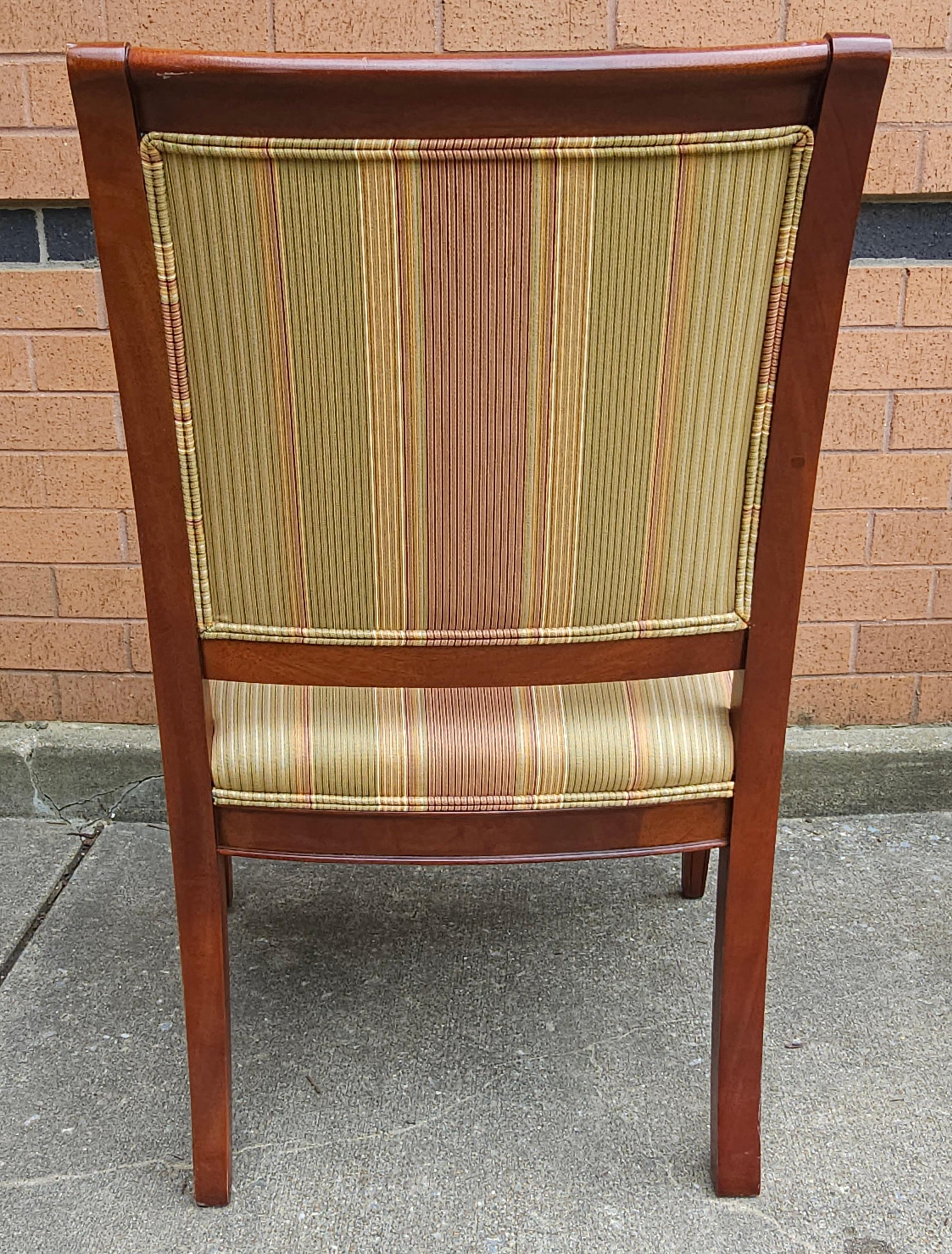 Pair Hickory Chair Federal Style Mahogany & Inlay Upholstered Mahogany Armchairs For Sale 2
