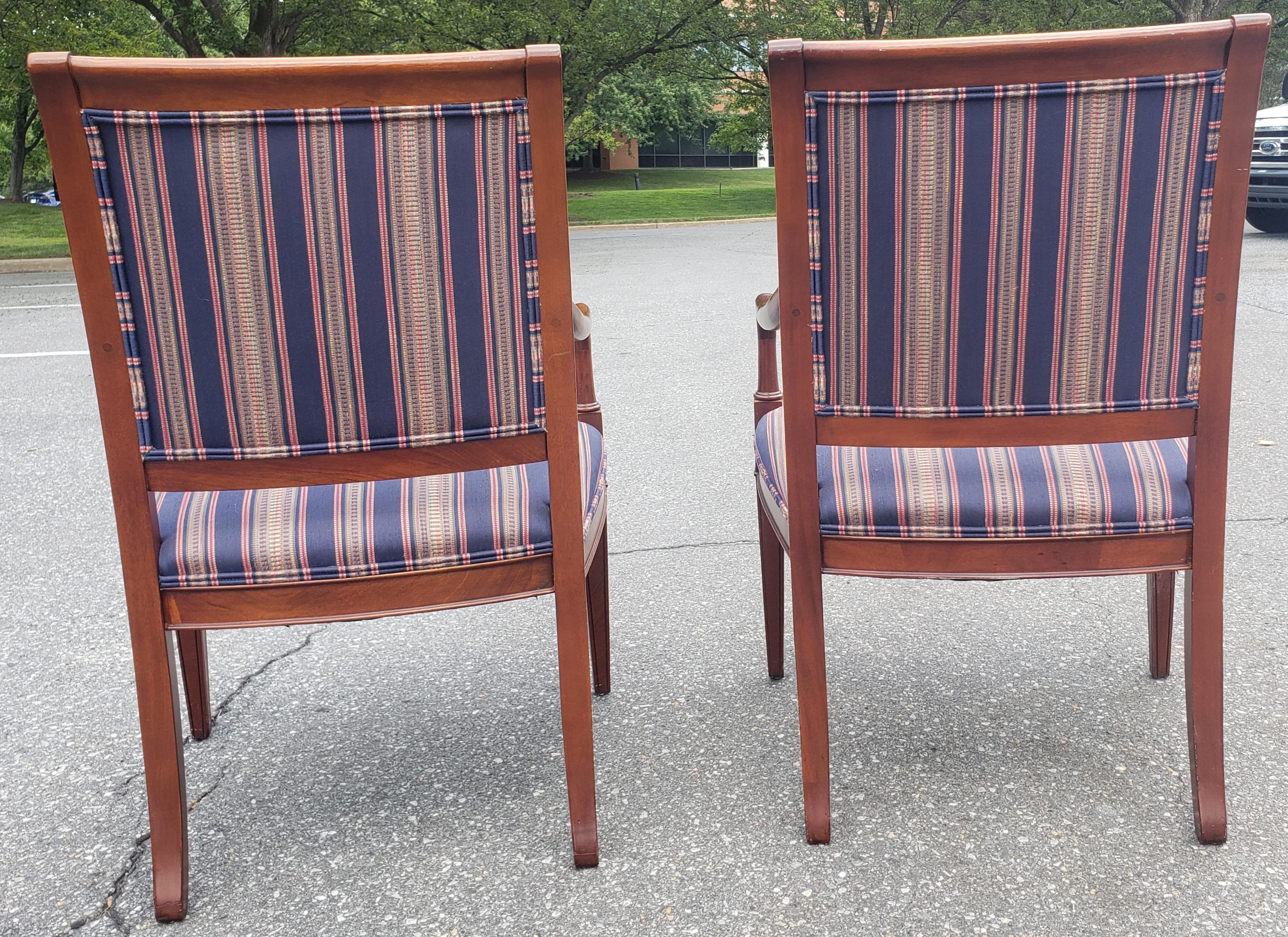 Upholstery Pair Hickory Chair Federal Style Upholstered Mahogany Armchairs