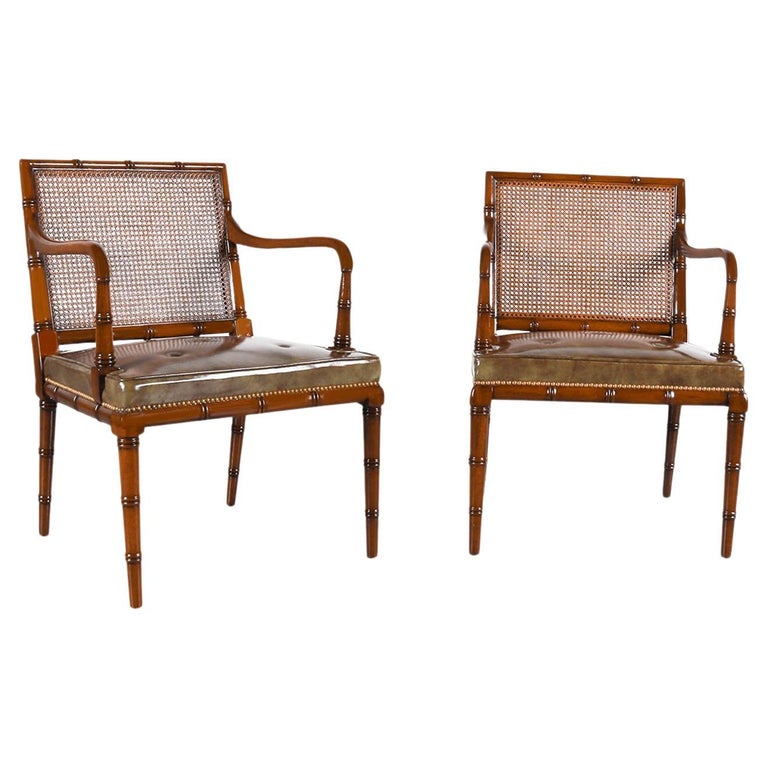 Pair Hickory Chair Hollywood Regency Caned Chairs at 1stDibs