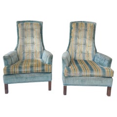 Pair High Back Lounge Chairs Broyhill Brasilia