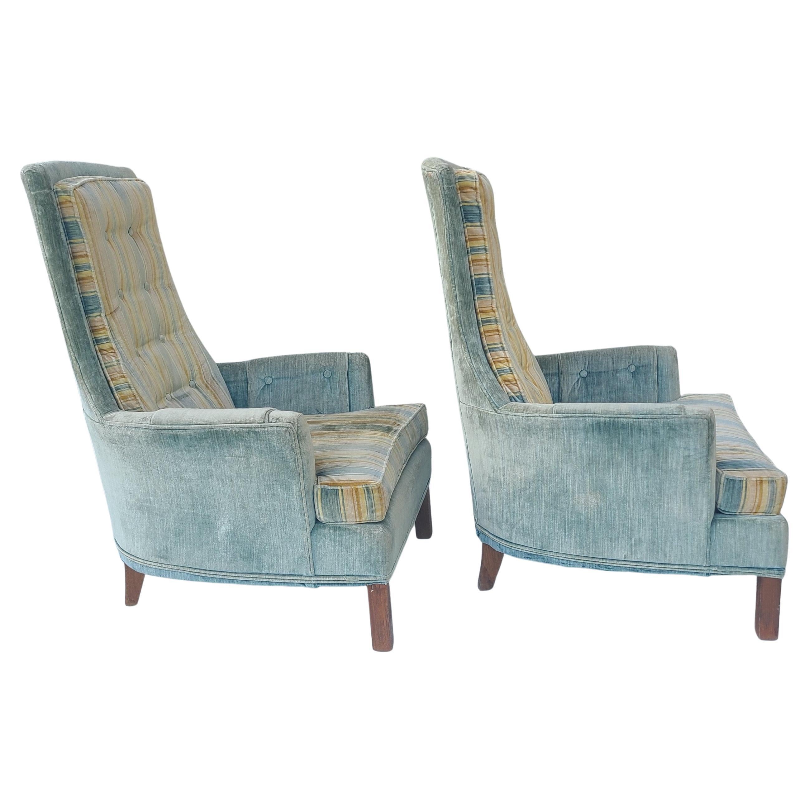 Pair High Back Lounge Chairs Broyhill Brasilia 1