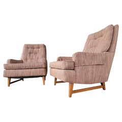 Pair High-Back Lounge Chairs Manner of Edward Wormley