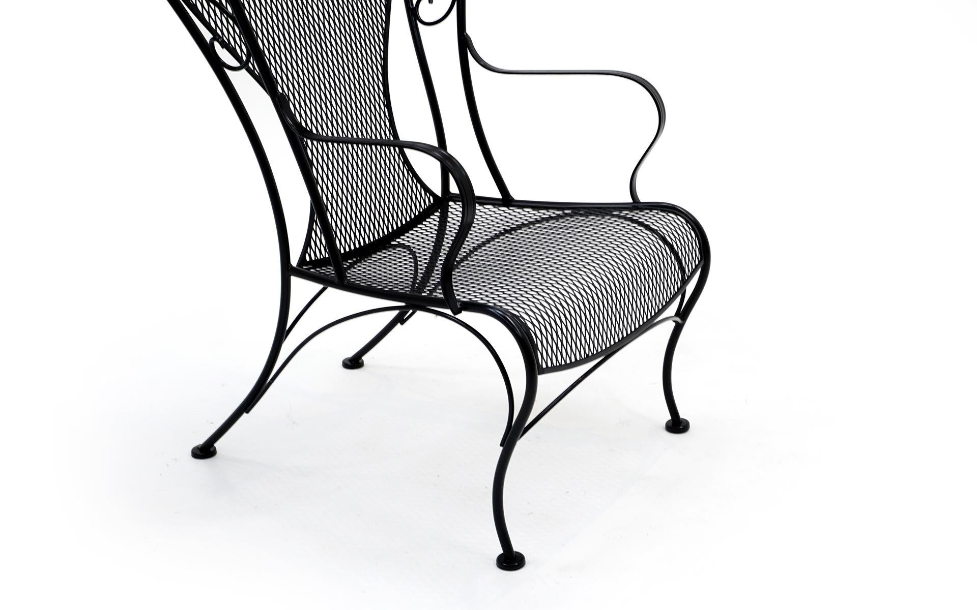 Steel Pair of High Back Outdoor Canopy Chairs by Russell Woodard Satin Black Excellent