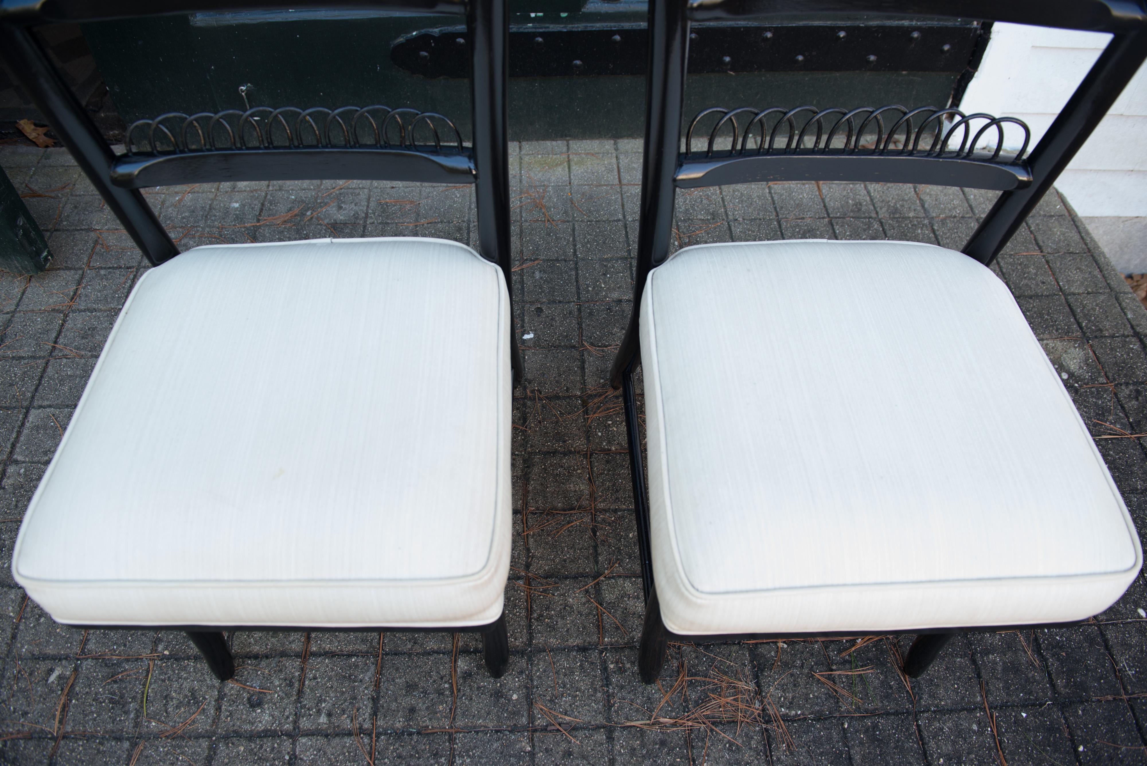 Wood Pair of High Ladder Back Chairs