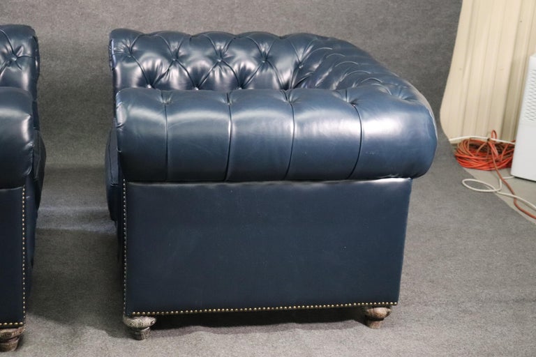 Pair High Quality Genuine Top Grain, Rapallo Mahogany Leather Sofa