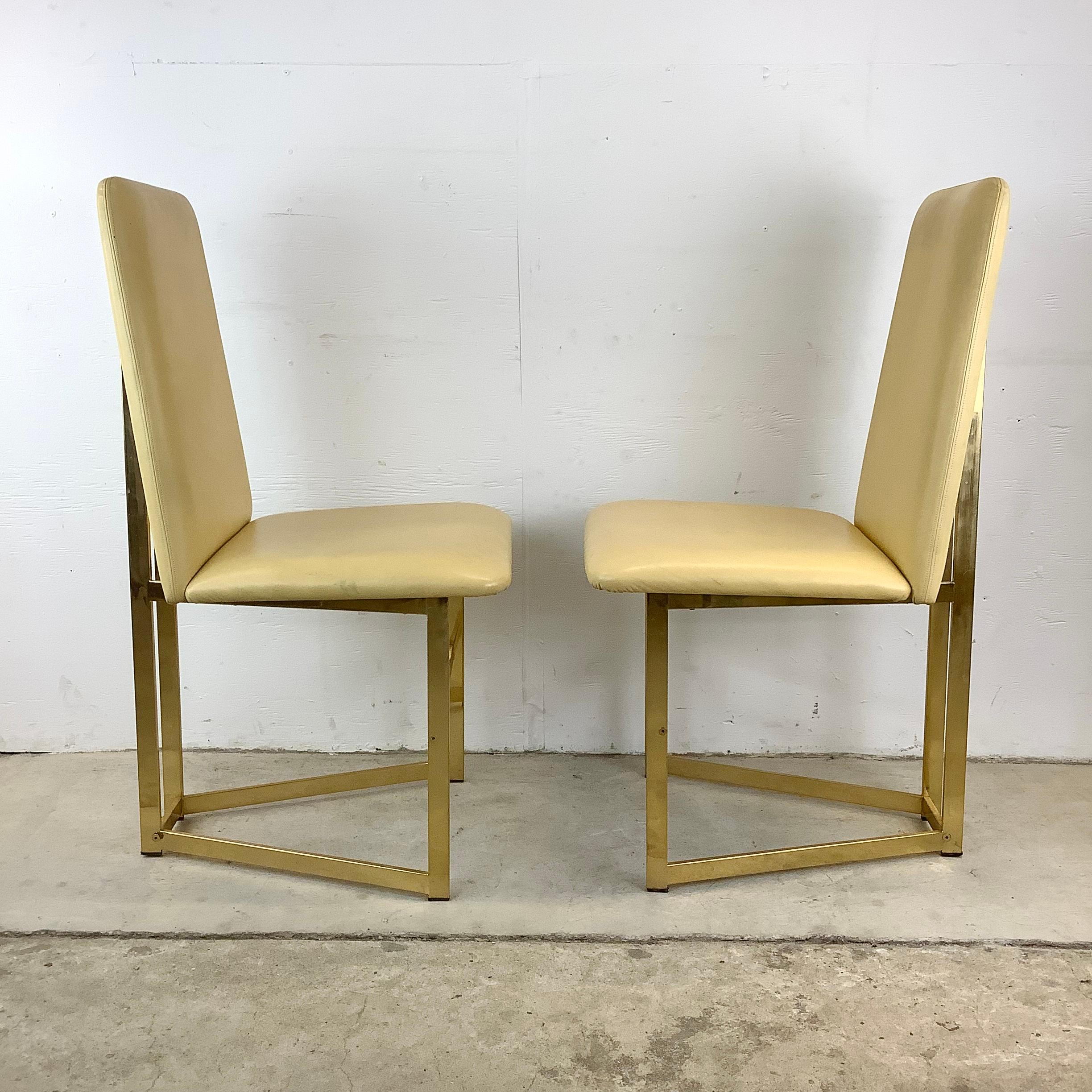 Pair Highback Modern Dining Chairs In Fair Condition For Sale In Trenton, NJ