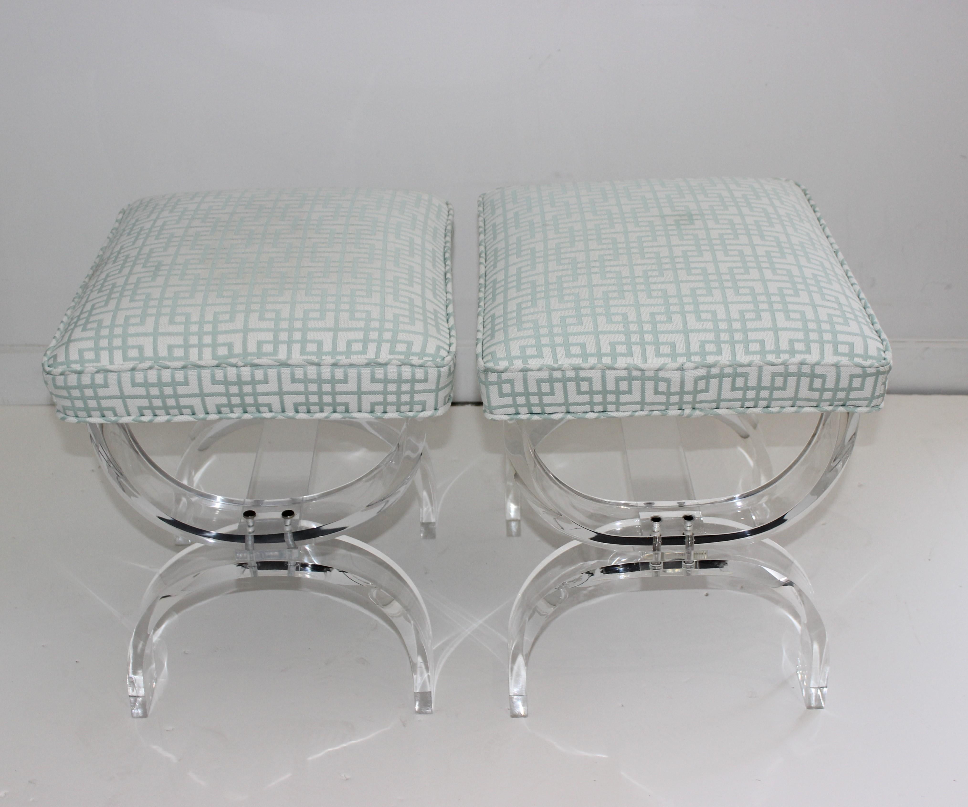 Pair of Hollis Jones Style Lucite U-Benches In Good Condition In West Palm Beach, FL