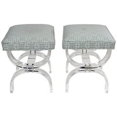 Pair of Hollis Jones Style Lucite U-Benches Pair of Hollis Jones Style Lucite U-Benches