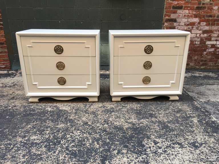 Pair Of Hollywood Regency Asian Style Bachelors Chests At 1stdibs