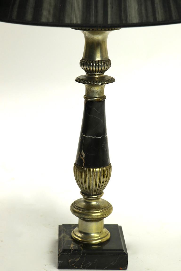 Pair of Hollywood Regency Black Marble Table Lamps 3