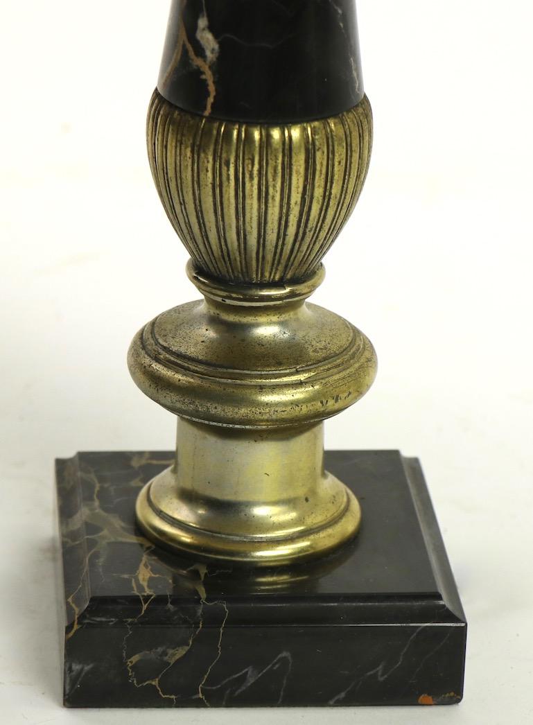 Pair of Hollywood Regency Black Marble Table Lamps 2