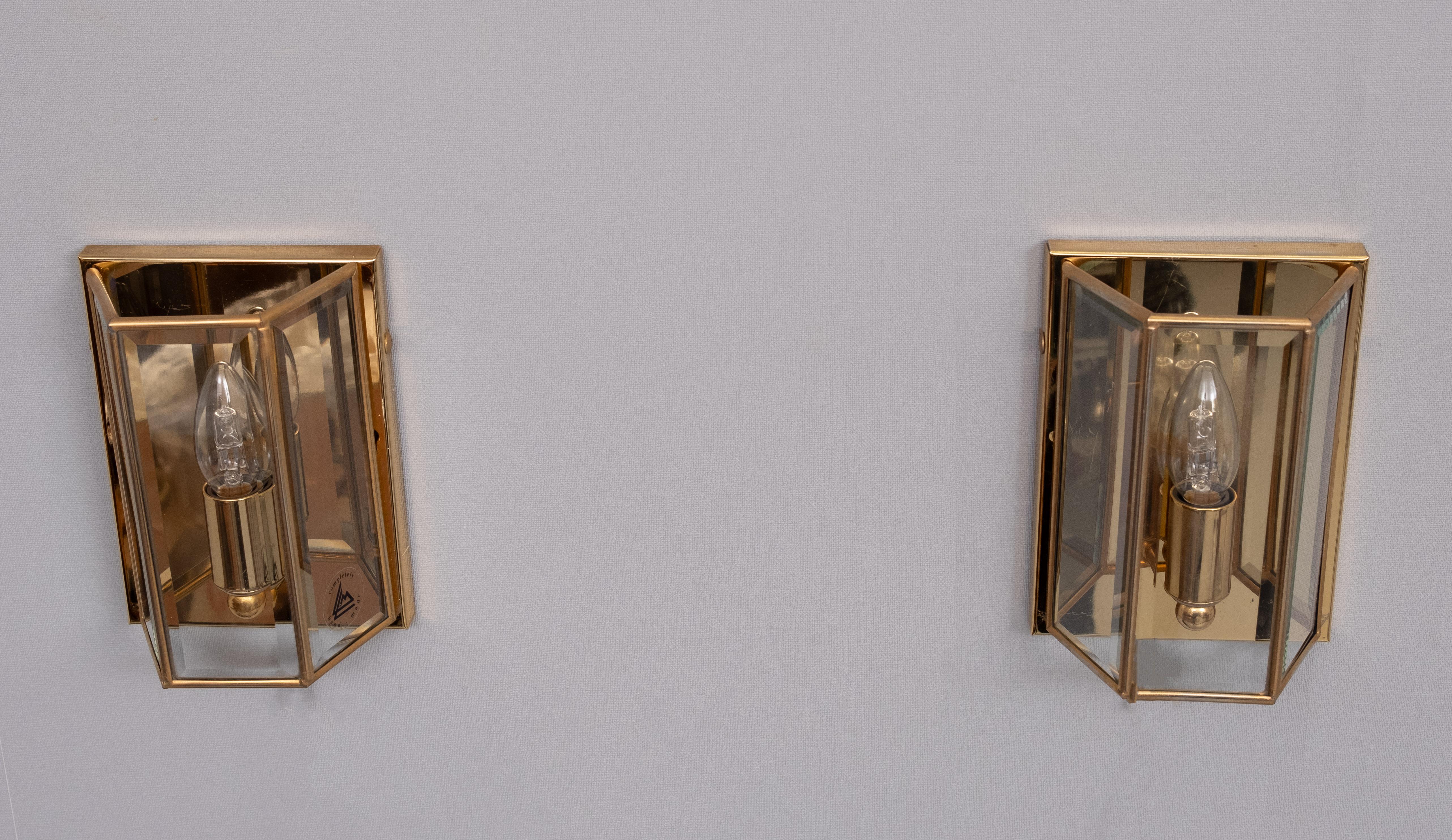 Pareja de apliques de latón Hollywood Regency  Años 70 Alemania en Bueno estado para la venta en Den Haag, NL