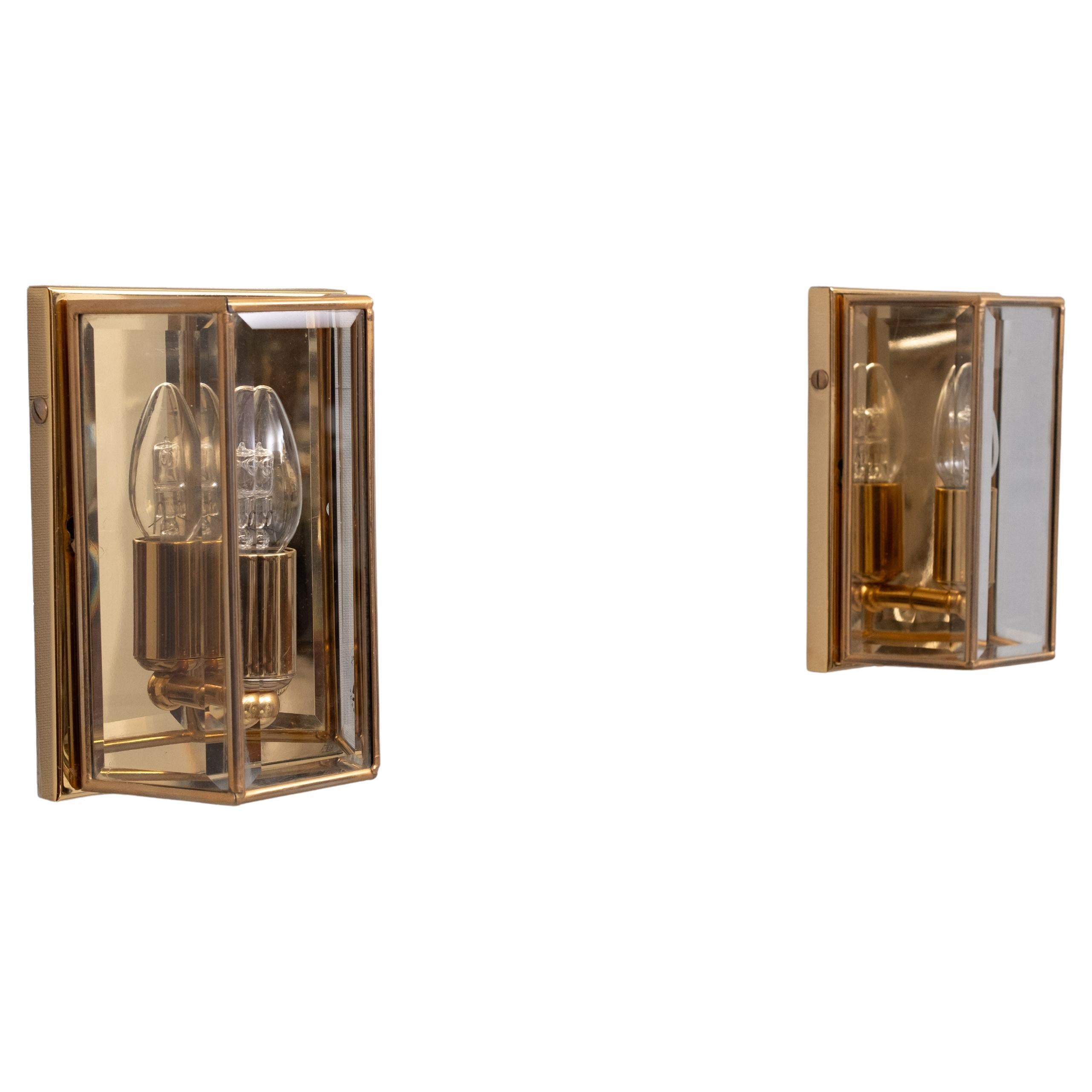 Pair Hollywood Regency Brass Wall lamps  1970s Germany