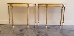 Pair of Hollywood Regency Demilune Tables
