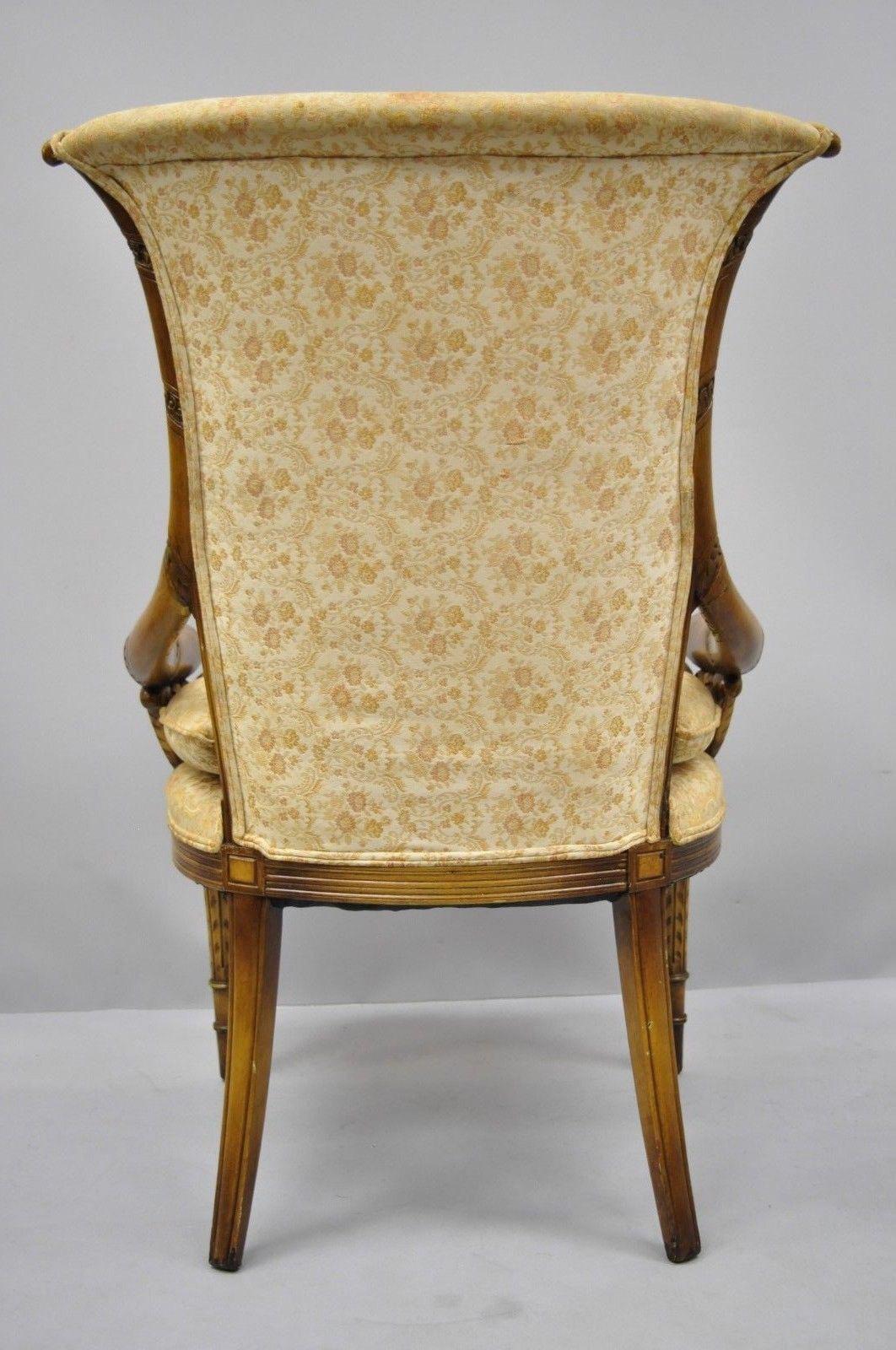 Pair Hollywood Regency French Cornucopia Hiprest Chairs after Grosfeld House 3
