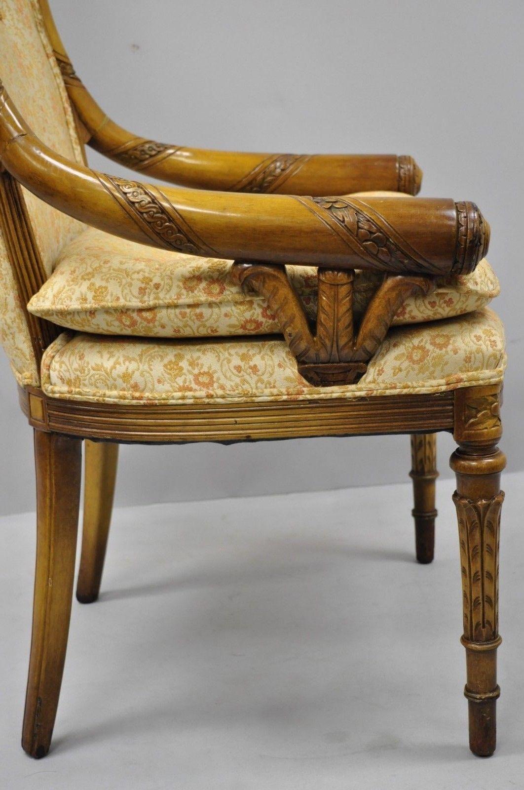 Pair Hollywood Regency French Cornucopia Hiprest Chairs after Grosfeld House In Good Condition In Philadelphia, PA