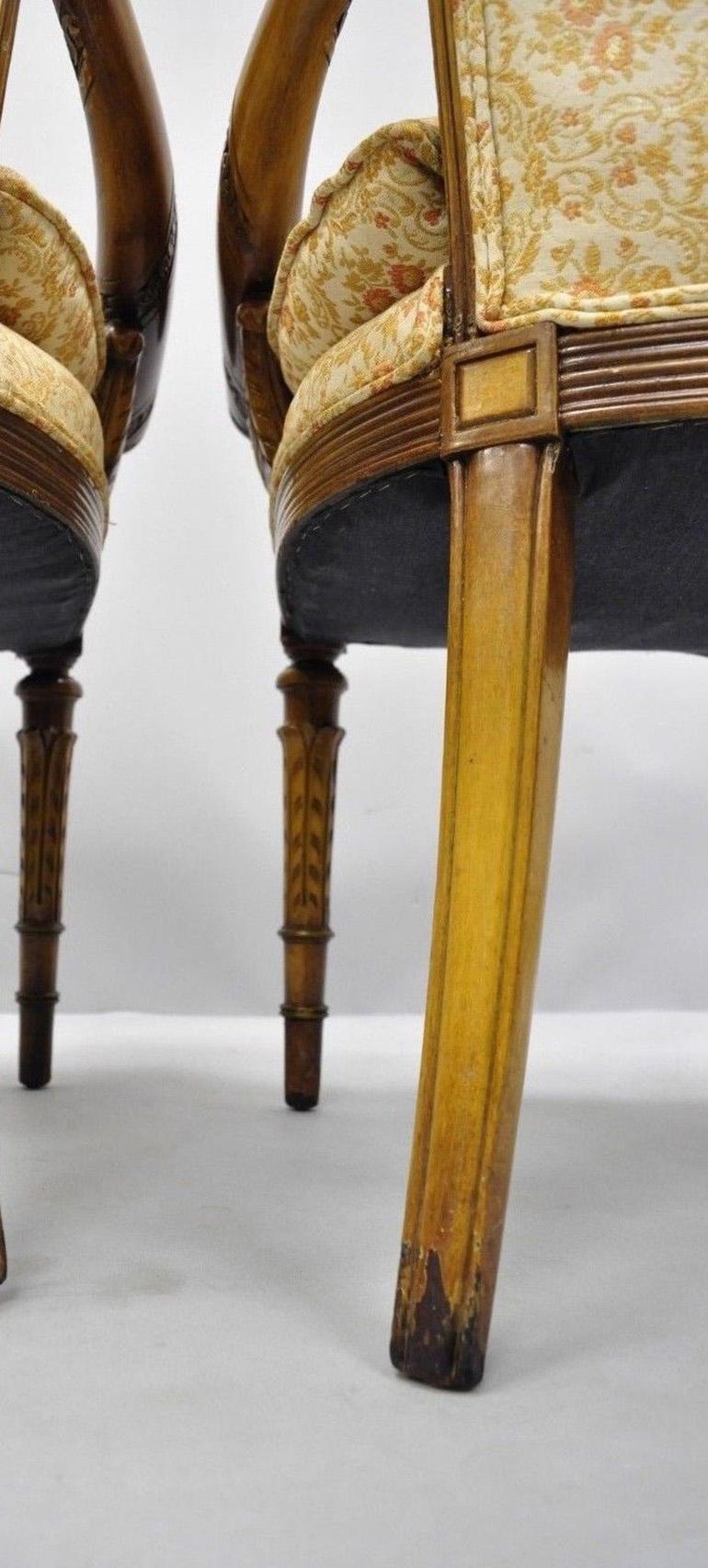 Pair Hollywood Regency French Cornucopia Hiprest Chairs after Grosfeld House 1