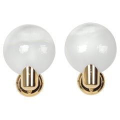 A Pair of Mid Century Modern Hollywood Regency Glass Wall Lights / Sconces