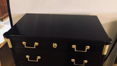 Pair of Hollywood Regency High Chests Dressers Ebony Finish Manner Maison Jansen